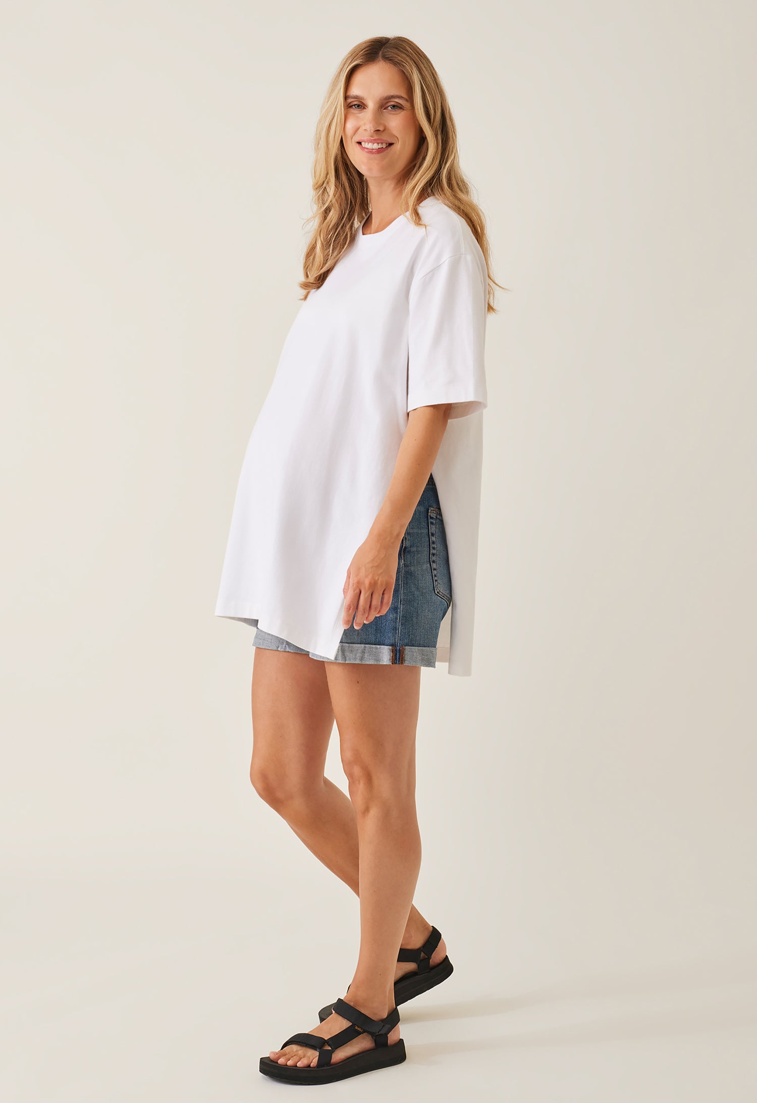 Oversized t-skjorte med sliss - Hvit