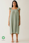Boho ammekjole med smock - Grønn te