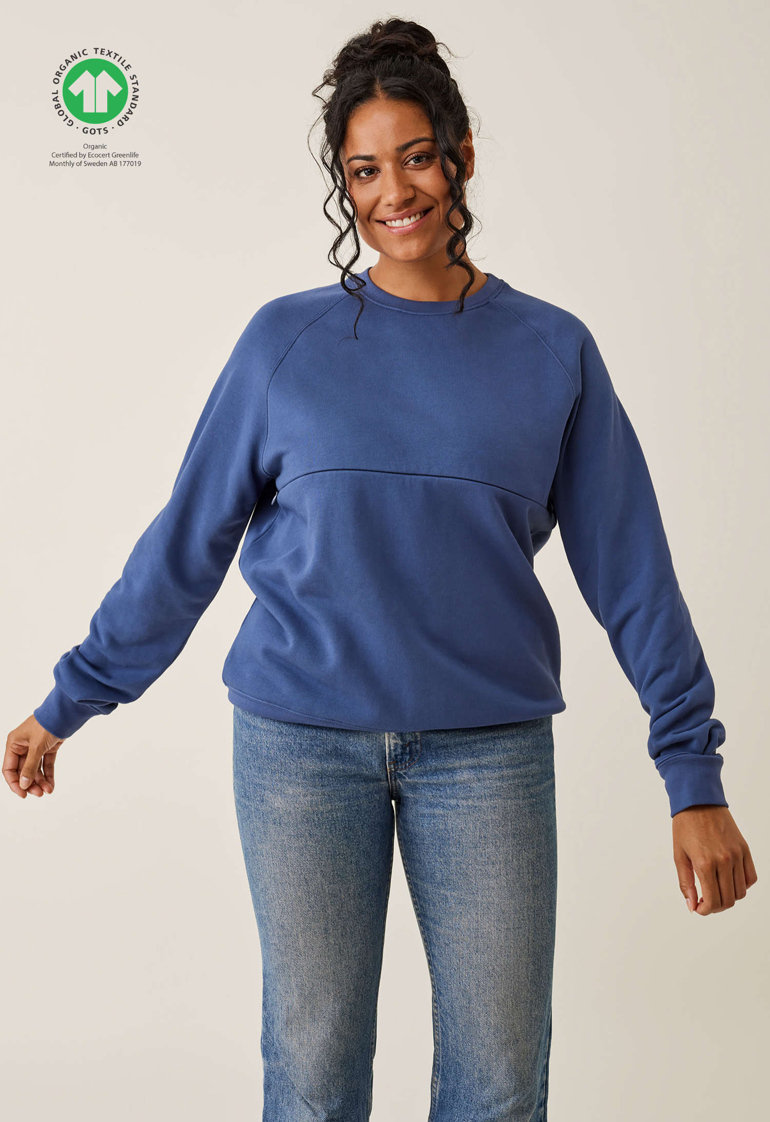 Sweatshirt med ammefunksjon - Indigo blå