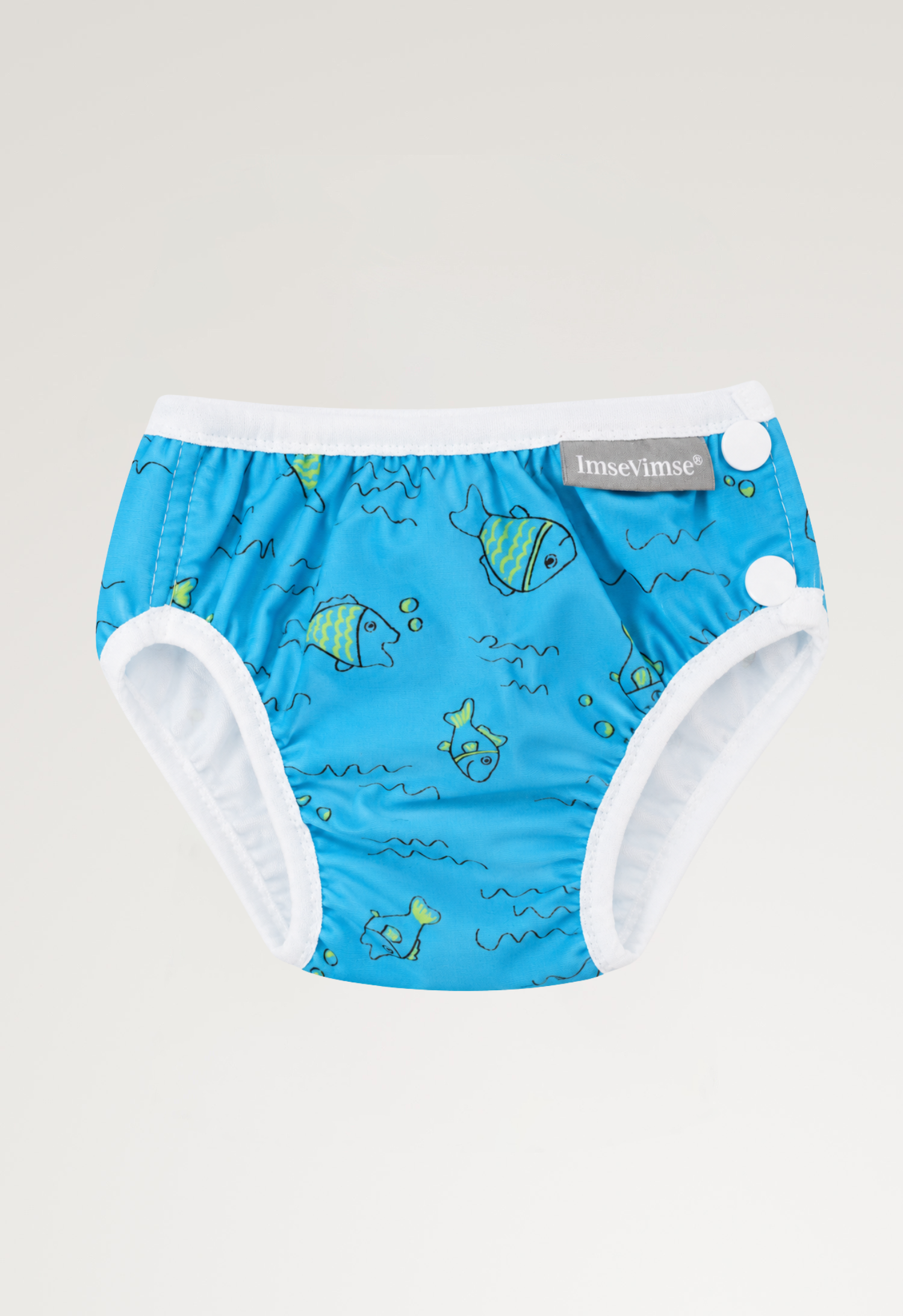 Badebleie med sideknapper – Turquoise Fish 6–8 kg