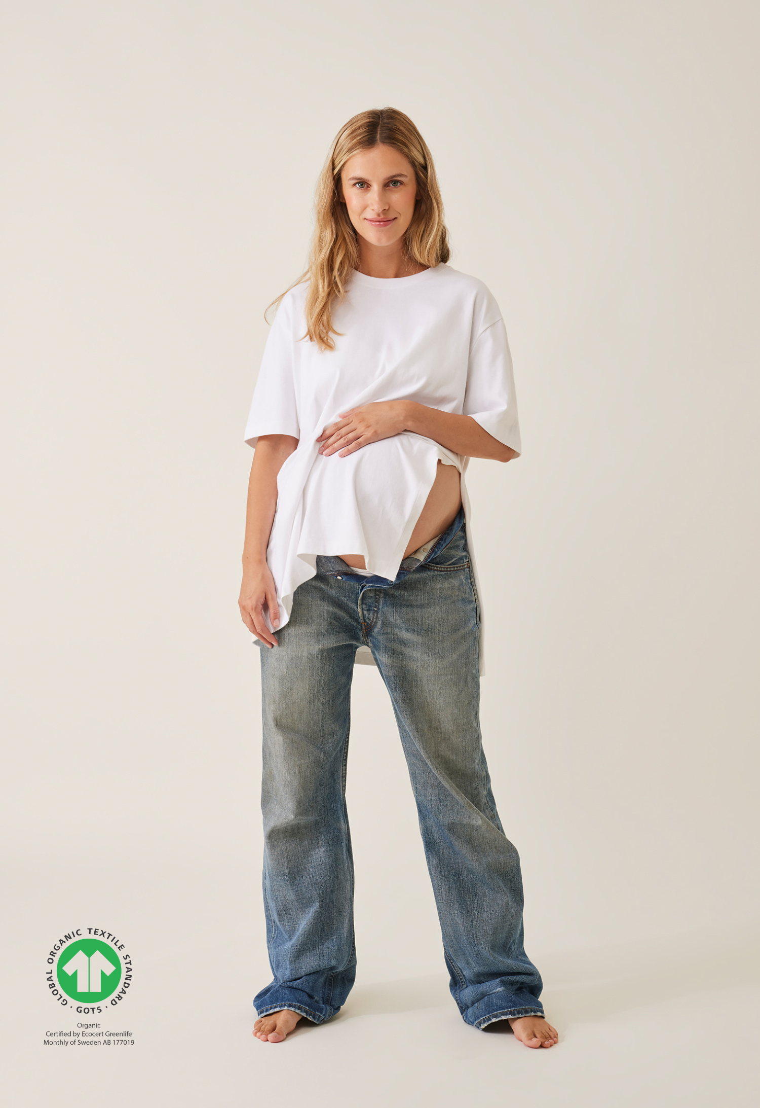 Oversized t-skjorte med sliss - Hvit