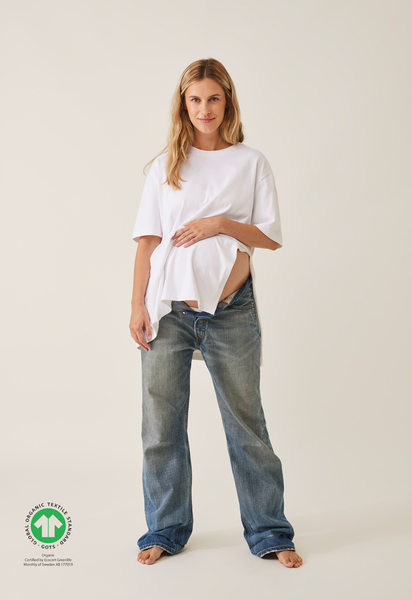 Oversized t-skjorte med sliss - Hvit