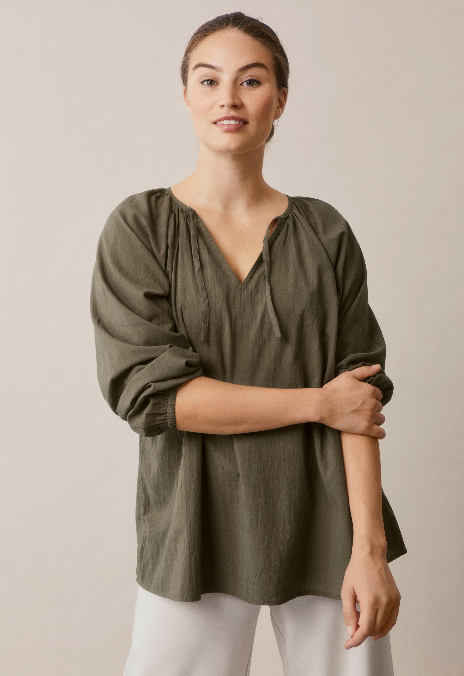 Poetess bluse furugrønn