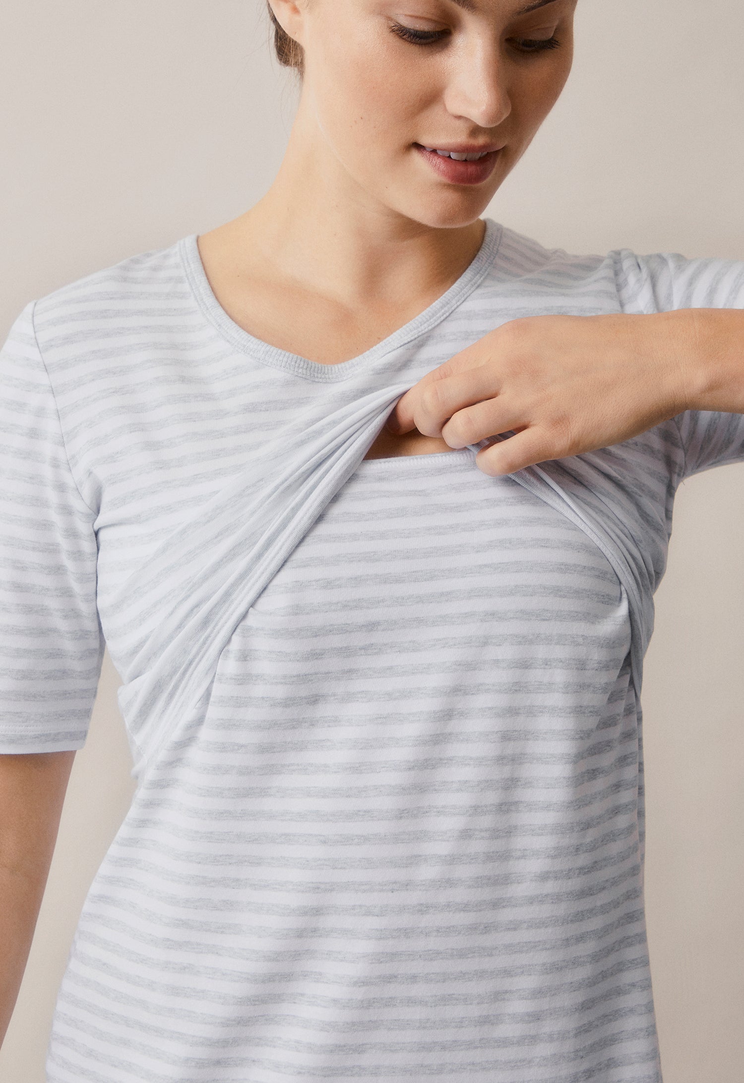 Nattkjole - hvit/gråmelert