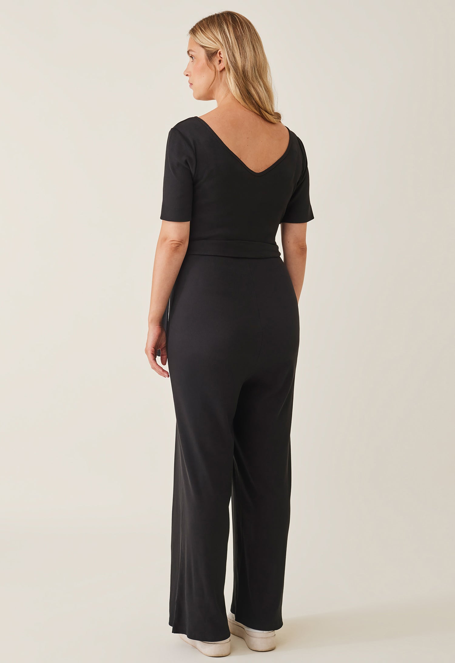 Ribbet gravidjumpsuit - Svart