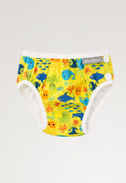 Badebleie med sideknapper – Yellow Seven Seas 6–8 kg