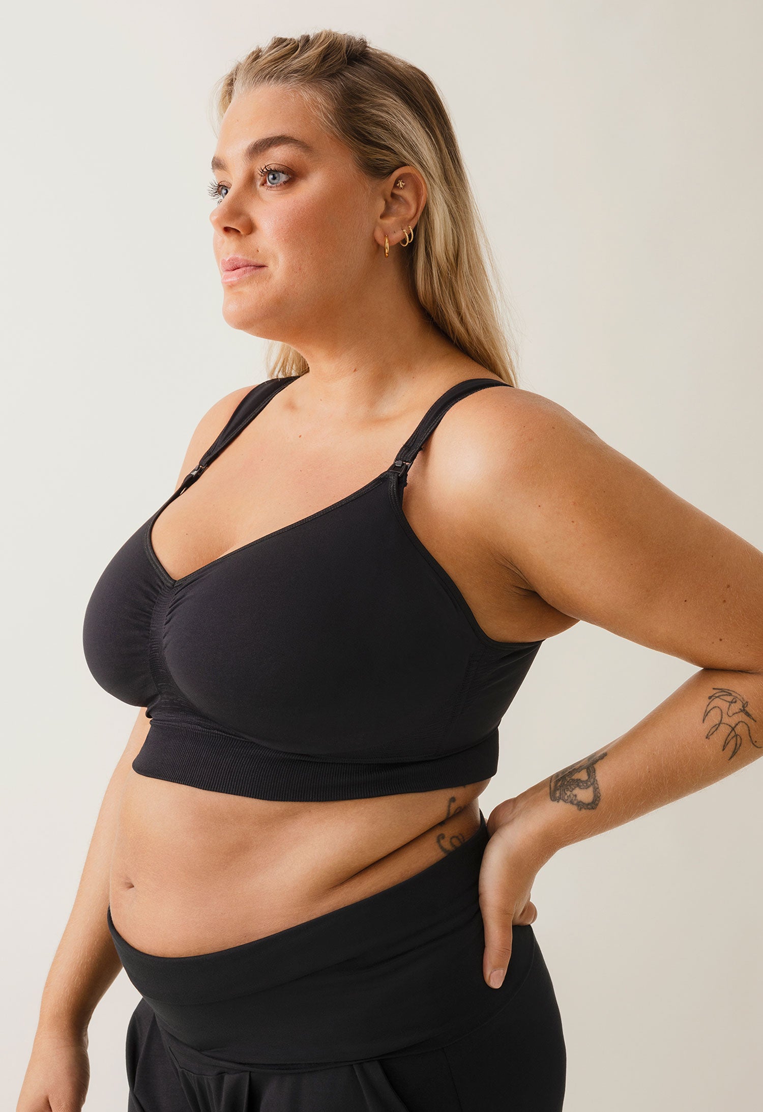 Stødig trådløs amme-BH 75C - 100G - Svart